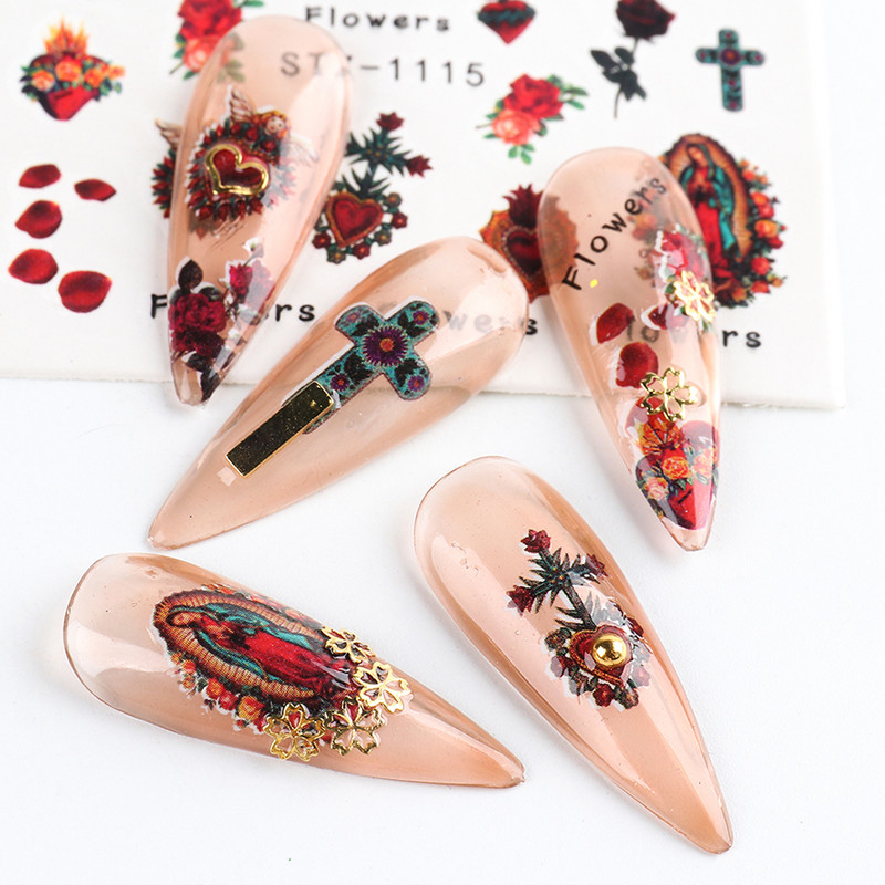 4 buc. Decalcomanii pentru unghii autocolant de transfer de apă, șarpe întunecat, dragon, înger, design, manichiură, decorare, glisor Wrap LYSTZ1114-1137-1