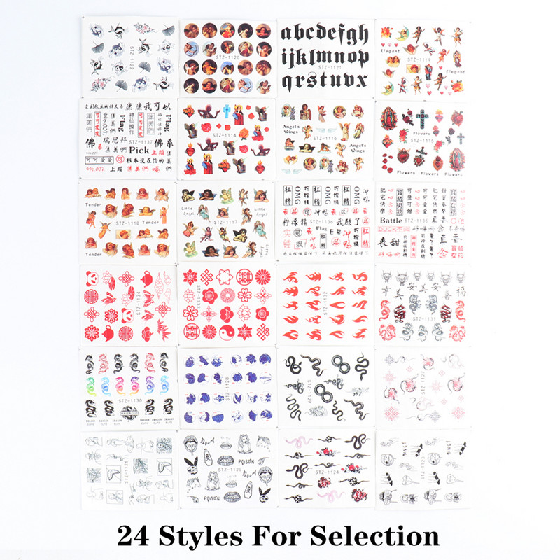 4 buc. Decalcomanii pentru unghii autocolant de transfer de apă, șarpe întunecat, dragon, înger, design, manichiură, decorare, glisor Wrap LYSTZ1114-1137-1