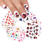 1 tk Lehtlill Must Roheline Komplekt Küünte kleebised Küünekaunistus Veeülekande libisemiskleebised maniküüri fooliumiotsikute jaoks