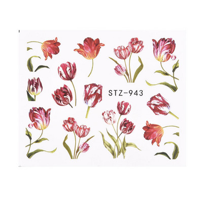 1 tk Lehtlill Must Roheline Komplekt Küünte kleebised Küünekaunistus Veeülekande libisemiskleebised maniküüri fooliumiotsikute jaoks