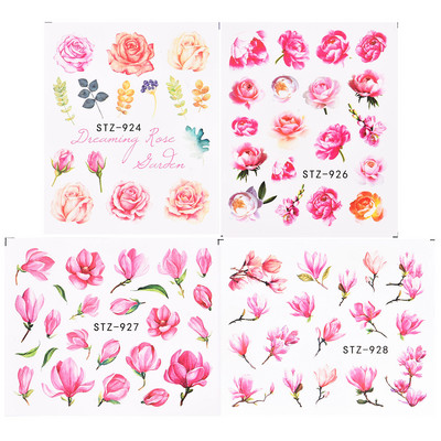 1 tk Lehtlill Must Roheline Komplekt Küünte kleebised Küünekaunistus Veeülekande libisemiskleebised maniküüri fooliumiotsikute jaoks