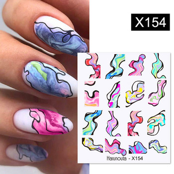 Harunouta Rainbow Wave Love Heart Pattern Αυτοκόλλητα με νερό Αυτοκόλλητα Butterfly Dragon Slider Geometry for Nails Art Decoration DIY