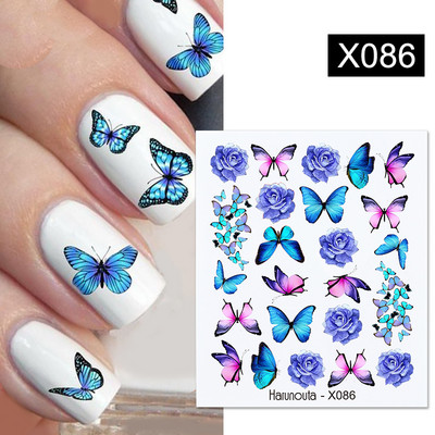Harunouta Rainbow Wave Love Heart Pattern Αυτοκόλλητα με νερό Αυτοκόλλητα Butterfly Dragon Slider Geometry for Nails Art Decoration DIY