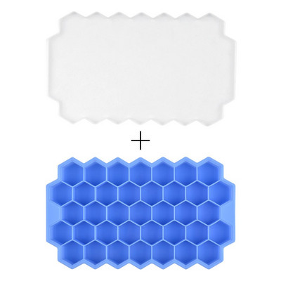 37 Formă din silicon pentru cuburi de gheață de tip fagure de miere, de capacitate mare, pentru tavă de gheață, aparat de gheață reutilizabil de calitate alimentară cu capac.