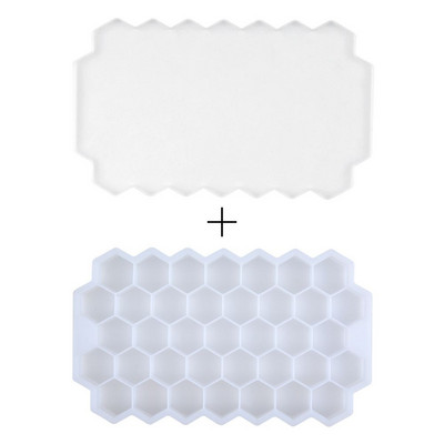 37 Formă din silicon pentru cuburi de gheață de tip fagure de miere, de capacitate mare, pentru tavă de gheață, aparat de gheață reutilizabil de calitate alimentară cu capac.