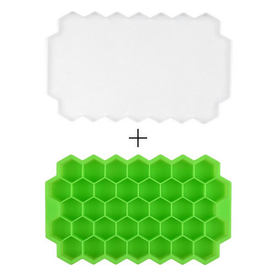 37 Formă din silicon pentru cuburi de gheață de tip fagure de miere, de capacitate mare, pentru tavă de gheață, aparat de gheață reutilizabil de calitate alimentară cu capac.