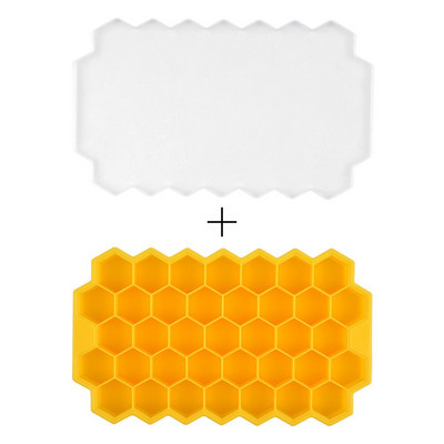 37 Formă din silicon pentru cuburi de gheață de tip fagure de miere, de capacitate mare, pentru tavă de gheață, aparat de gheață reutilizabil de calitate alimentară cu capac.