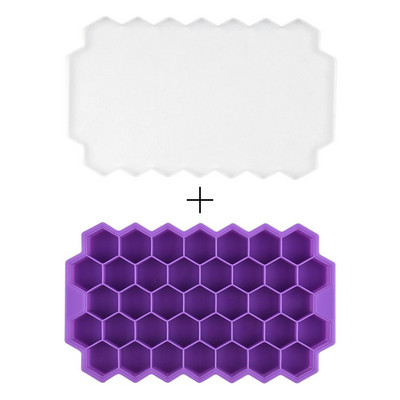 37 Formă din silicon pentru cuburi de gheață de tip fagure de miere, de capacitate mare, pentru tavă de gheață, aparat de gheață reutilizabil de calitate alimentară cu capac.