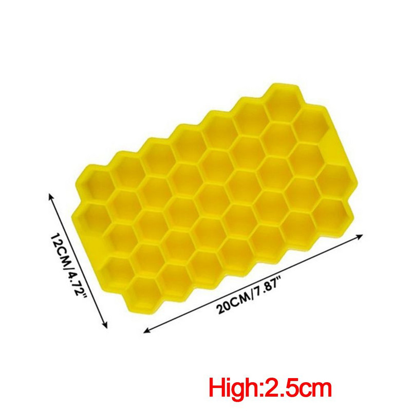 37 Formă din silicon pentru cuburi de gheață de tip fagure de miere, de capacitate mare, pentru tavă de gheață, aparat de gheață reutilizabil de calitate alimentară cu capac.