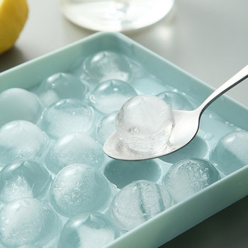 Кръгла тава за кубчета лед с капак Пластмасова форма за кубчета лед в диамантен стил Хладилник Сферични форми Направи си сам Машина за топки за лед Кухненски инструменти