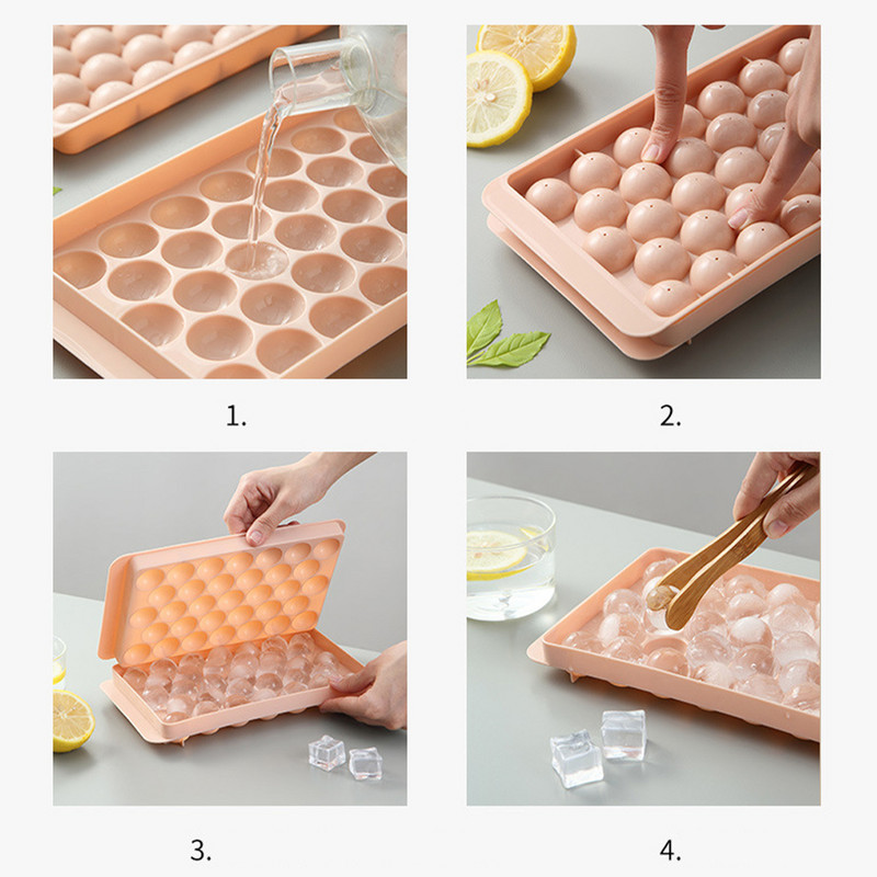Στρογγυλή θήκη για παγάκια με καπάκι Πλαστική φόρμα παγοκύβου σε στυλ διαμαντιού Ψυγείο σφαιρικά καλούπια DIY Εργαλεία παρασκευής μπάλας πάγου Εργαλεία κουζίνας
