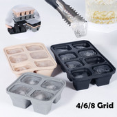 4/6/8 Režģa ledus paplātes veidņu kaste Atkārtoti lietojama paplāte Silikona ledus kubiņu veidne ar noņemamu vāku Veidne DIY ledus veidotāja ledus kubiņu paliktnis