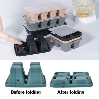 4/6/8 Grid Ice Tray Mold Box Επαναχρησιμοποιήσιμο Δίσκος σιλικόνης Καλούπι για παγάκια με αφαιρούμενο καπάκι Mold DIY Ice Maker Θήκη για παγάκια