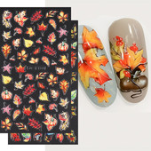 Őszi juhar köröm matrica 5D dombornyomott csúszka Aranylevelű sütőtök rózsa pillangós design körömdísz manikűr BE5DK178-180