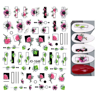 Αυτοκόλλητα νυχιών γεωμετρικές γραμμές Λευκό κίτρινο μαργαρίτα ηλιοτρόπια γράμματα πίσω κόλλα αυτοκόλλητα νυχιών Διακόσμηση για συμβουλές νυχιών ομορφιά