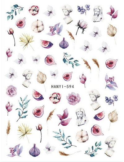 Αυτοκόλλητα νυχιών γεωμετρικές γραμμές Λευκό κίτρινο μαργαρίτα ηλιοτρόπια γράμματα πίσω κόλλα αυτοκόλλητα νυχιών Διακόσμηση για συμβουλές νυχιών ομορφιά