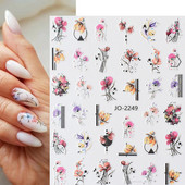 Ανοιξιάτικο λουλούδι 3D αυτοκόλλητα νυχιών ροζ γραμμής λουλουδάκια πέταλα Αυτοκόλλητα αυτοκόλλητα νυχιών στολίδια Sliders Ανοιξιάτικα διακοσμητικά μανικιούρ