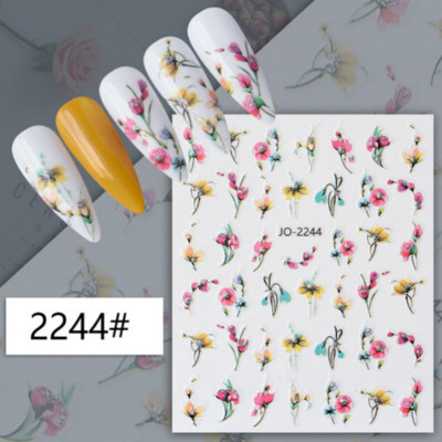 Ανοιξιάτικο λουλούδι 3D αυτοκόλλητα νυχιών ροζ γραμμής λουλουδάκια πέταλα Αυτοκόλλητα αυτοκόλλητα νυχιών στολίδια Sliders Ανοιξιάτικα διακοσμητικά μανικιούρ