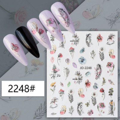 Ανοιξιάτικο λουλούδι 3D αυτοκόλλητα νυχιών ροζ γραμμής λουλουδάκια πέταλα Αυτοκόλλητα αυτοκόλλητα νυχιών στολίδια Sliders Ανοιξιάτικα διακοσμητικά μανικιούρ