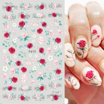 Ανοιξιάτικο λουλούδι 3D αυτοκόλλητα νυχιών ροζ γραμμής λουλουδάκια πέταλα Αυτοκόλλητα αυτοκόλλητα νυχιών στολίδια Sliders Ανοιξιάτικα διακοσμητικά μανικιούρ