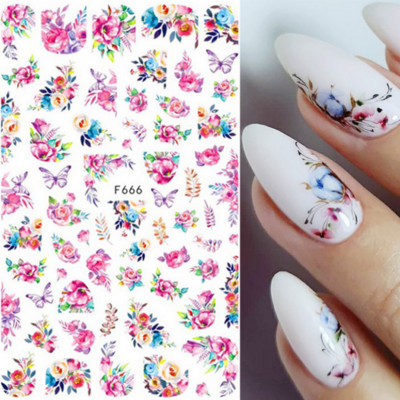 Ανοιξιάτικο λουλούδι 3D αυτοκόλλητα νυχιών ροζ γραμμής λουλουδάκια πέταλα Αυτοκόλλητα αυτοκόλλητα νυχιών στολίδια Sliders Ανοιξιάτικα διακοσμητικά μανικιούρ