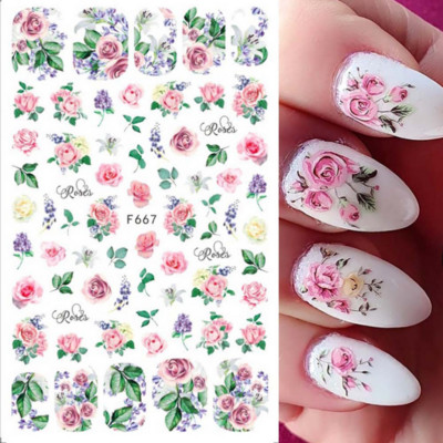 Ανοιξιάτικο λουλούδι 3D αυτοκόλλητα νυχιών ροζ γραμμής λουλουδάκια πέταλα Αυτοκόλλητα αυτοκόλλητα νυχιών στολίδια Sliders Ανοιξιάτικα διακοσμητικά μανικιούρ