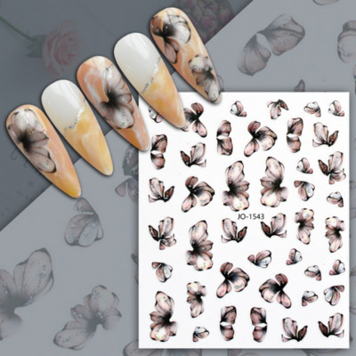 Ανοιξιάτικο λουλούδι 3D αυτοκόλλητα νυχιών ροζ γραμμής λουλουδάκια πέταλα Αυτοκόλλητα αυτοκόλλητα νυχιών στολίδια Sliders Ανοιξιάτικα διακοσμητικά μανικιούρ