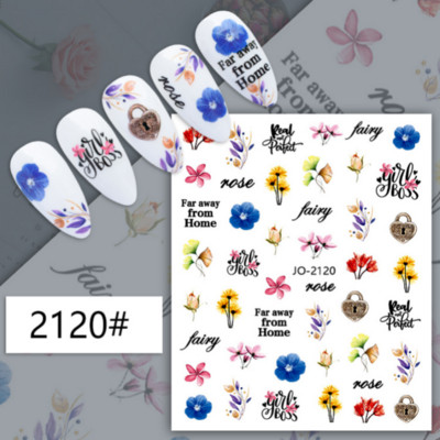 Ανοιξιάτικο λουλούδι 3D αυτοκόλλητα νυχιών ροζ γραμμής λουλουδάκια πέταλα Αυτοκόλλητα αυτοκόλλητα νυχιών στολίδια Sliders Ανοιξιάτικα διακοσμητικά μανικιούρ