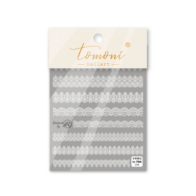 Uus loominguline kvaliteetne reljeefne küünekleebis valge pitsraam ja vintage pitsiline küünekleebis spetsiaalse disainiga maniküüritööriist