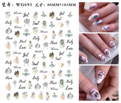 3D-pokker Disain Küünekunsti kleebised Mängukaardid Küüneliimiga kaunistused Labidad Punased Südamed Küünekleebised Armsad küünekujundused