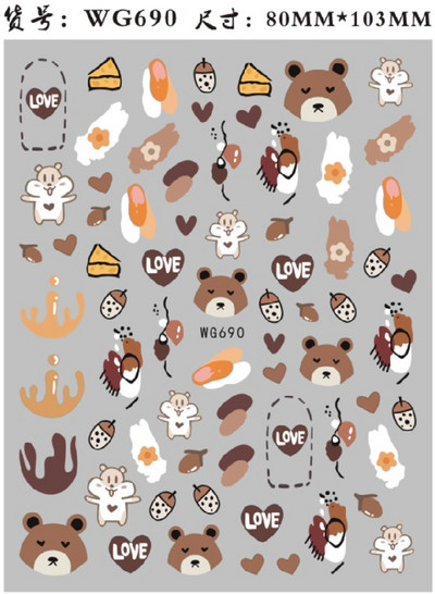 3D-pokker Disain Küünekunsti kleebised Mängukaardid Küüneliimiga kaunistused Labidad Punased Südamed Küünekleebised Armsad küünekujundused