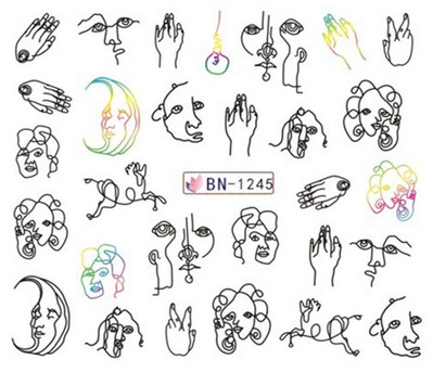 Αυτοκόλλητα μόδας για νύχια DIY Line Spider Angel Wing Star Sliders Διακόσμηση μανικιούρ Ακουαρέλα Αυτοκόλλητα νυχιών Decal Αξεσουάρ