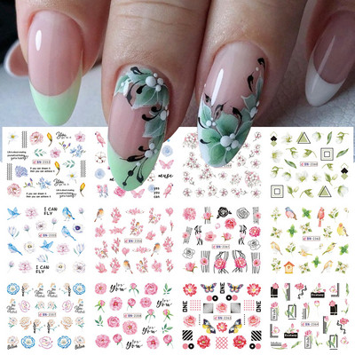 Αυτοκόλλητα με 12 μοτίβα με ρωσικά γράμματα, αυτοκόλλητα με νερό για νύχια με επιγραφές Κορίτσι, μαύρο άσπρο, αυτοκόλλητο ολίσθησης τατουάζ Αυτοκόλλητα μεταφοράς γεωμετρίας