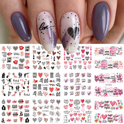 Αυτοκόλλητα με 12 μοτίβα με ρωσικά γράμματα, αυτοκόλλητα με νερό για νύχια με επιγραφές Κορίτσι, μαύρο άσπρο, αυτοκόλλητο ολίσθησης τατουάζ Αυτοκόλλητα μεταφοράς γεωμετρίας