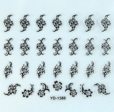 Αυτοκόλλητα νυχιών Sliders για νύχια για μανικιούρ ντεκόρ Σετ νυχιών Σχέδιο νυχιών Μαύρα λουλούδια Rhinestone Butterfly Αυτοκόλλητα