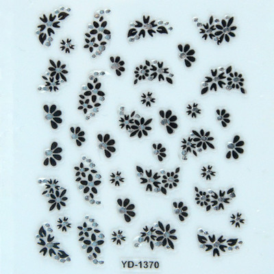 Αυτοκόλλητα νυχιών Sliders για νύχια για μανικιούρ ντεκόρ Σετ νυχιών Σχέδιο νυχιών Μαύρα λουλούδια Rhinestone Butterfly Αυτοκόλλητα