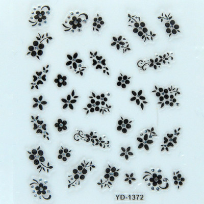 Αυτοκόλλητα νυχιών Sliders για νύχια για μανικιούρ ντεκόρ Σετ νυχιών Σχέδιο νυχιών Μαύρα λουλούδια Rhinestone Butterfly Αυτοκόλλητα