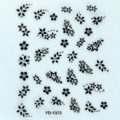 Αυτοκόλλητα νυχιών Sliders για νύχια για μανικιούρ ντεκόρ Σετ νυχιών Σχέδιο νυχιών Μαύρα λουλούδια Rhinestone Butterfly Αυτοκόλλητα