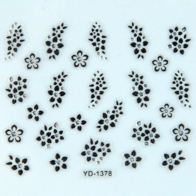 Αυτοκόλλητα νυχιών Sliders για νύχια για μανικιούρ ντεκόρ Σετ νυχιών Σχέδιο νυχιών Μαύρα λουλούδια Rhinestone Butterfly Αυτοκόλλητα