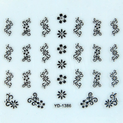 Αυτοκόλλητα νυχιών Sliders για νύχια για μανικιούρ ντεκόρ Σετ νυχιών Σχέδιο νυχιών Μαύρα λουλούδια Rhinestone Butterfly Αυτοκόλλητα