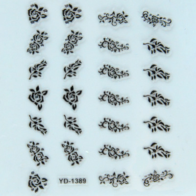 Αυτοκόλλητα νυχιών Sliders για νύχια για μανικιούρ ντεκόρ Σετ νυχιών Σχέδιο νυχιών Μαύρα λουλούδια Rhinestone Butterfly Αυτοκόλλητα