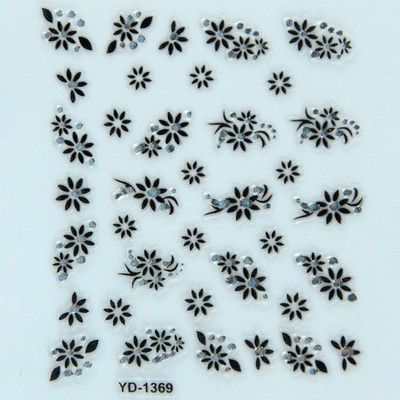 Αυτοκόλλητα νυχιών Sliders για νύχια για μανικιούρ ντεκόρ Σετ νυχιών Σχέδιο νυχιών Μαύρα λουλούδια Rhinestone Butterfly Αυτοκόλλητα