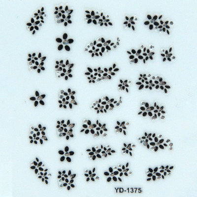 Αυτοκόλλητα νυχιών Sliders για νύχια για μανικιούρ ντεκόρ Σετ νυχιών Σχέδιο νυχιών Μαύρα λουλούδια Rhinestone Butterfly Αυτοκόλλητα