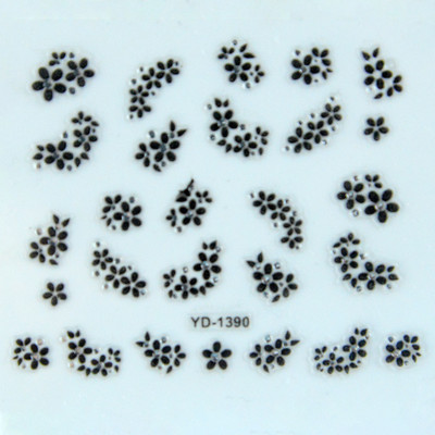 Αυτοκόλλητα νυχιών Sliders για νύχια για μανικιούρ ντεκόρ Σετ νυχιών Σχέδιο νυχιών Μαύρα λουλούδια Rhinestone Butterfly Αυτοκόλλητα