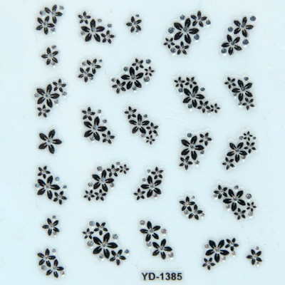 Αυτοκόλλητα νυχιών Sliders για νύχια για μανικιούρ ντεκόρ Σετ νυχιών Σχέδιο νυχιών Μαύρα λουλούδια Rhinestone Butterfly Αυτοκόλλητα