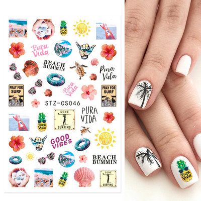 3D körömmatricák, női arc, absztrakt, levelek, dizájn, csúszkák, papír körömdíszítés, gél lakk manikűr matricák CHSTZCS012-031