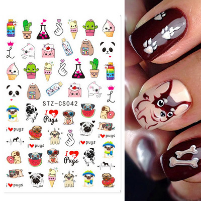 3D körömmatricák, női arc, absztrakt, levelek, dizájn, csúszkák, papír körömdíszítés, gél lakk manikűr matricák CHSTZCS012-031