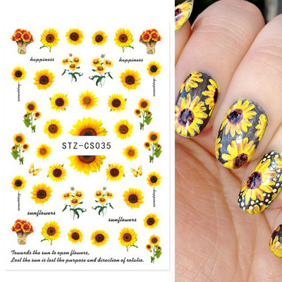 3D körömmatricák, női arc, absztrakt, levelek, dizájn, csúszkák, papír körömdíszítés, gél lakk manikűr matricák CHSTZCS012-031