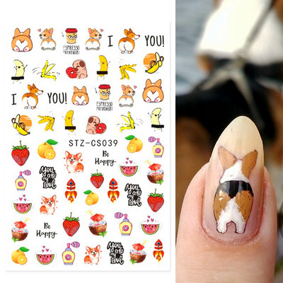 3D körömmatricák, női arc, absztrakt, levelek, dizájn, csúszkák, papír körömdíszítés, gél lakk manikűr matricák CHSTZCS012-031