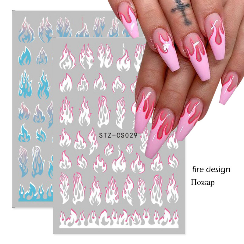 3D körömmatricák, női arc, absztrakt, levelek, dizájn, csúszkák, papír körömdíszítés, gél lakk manikűr matricák CHSTZCS012-031